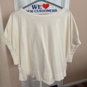Free People Cream Short Sleeve Top